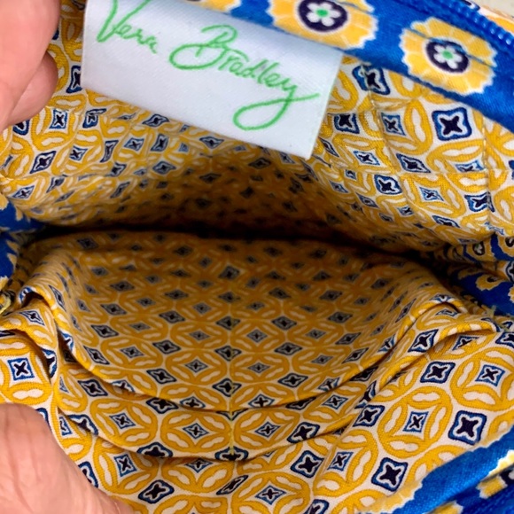Vera Bradley Mini Crossbody Blue Yellow Print - Picture 10 of 11